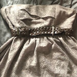 Beige lace dress/brown belt